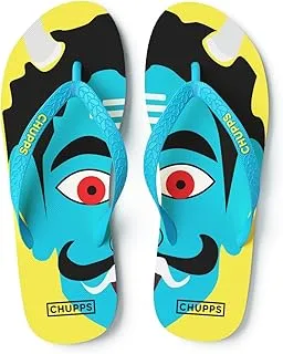 CHUPPS Men's/Boys Natural Rubber Flip Flops Slippers, NAZARBATTU DESIGN, Comfortable Ultra-Light, Dual Colored Straps Long Lasting Digital Prints - Cherry Tomato(5UK)