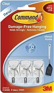 Command Plastic Small Wire Hooks Pack Of 3, Clear