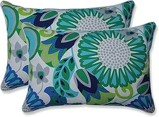 Pillow Perfect Outdoor | Indoor Sophia Turquoise/Green Over-sized Rectangular Throw Pillow (Set of 2), 24.5 X 16.5 X 5