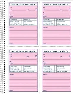 Adams Spiral Bound Phone Message Book, Carbonless Duplicate, 4 Messages per Page, 200 Sets per Book (SC1184D)