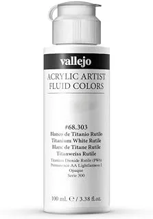 Vallejo 68303 Artist Acrylic Fluid Color 100 ml, Titanium White Rutile