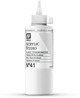 Vallejo 22041 Acrylic Studio Paint 200 ml, Titanium White Anatase