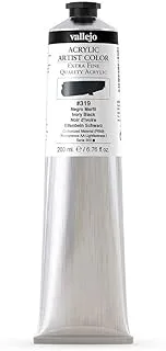 Vallejo 17319 Acrylic Artist Paint Tube 200 ml, Ivory Black