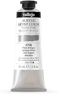 Vallejo Acrylic Artist Paint Tube 60 ml, No. 706 Antique Silver