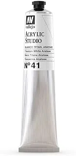 Vallejo 21041 Acrylic Studio Paint Tube 58 ml, Titanium White Anatase