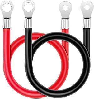 Nilight 6 AWG 20-Inch Battery Power Inverter Cables with Terminals,Red + Black Tinned Copper Battery Inverter Cables for Motorcycle, Automotive, Marine Boats, Solar, 2 Year Warranty (10024W)