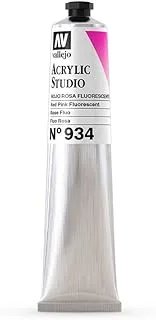 Vallejo 21934 Acrylic Studio Paint Tube 58 ml, Fluorescent Red Pink