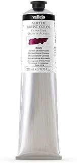 Vallejo Acrylic Artist Paint Tube 200 ml, No. 809 Quinacridone Crimson