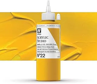 Vallejo 22022 Acrylic Studio Paint 200 ml, Cadmium Yellow Deep