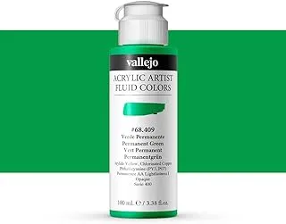 Vallejo 68409 Artist Acrylic Fluid Color 100 ml, Permanent Green