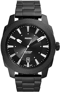 Fossil FS5971 Machine Three-Hand Date Stainless Steel Watch for Men, 24 mm Size, Black