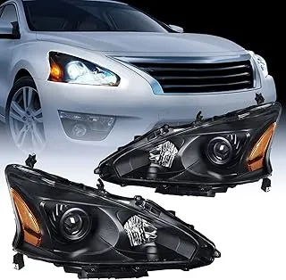 Nilight Headlight Assembly for 2013 2014 2015 Altima 4 Door Sedan Advance Base Exclusive SL S SV Sense Sedan 4 Door Replacement Headlamp Clear Projector Black Housing Amber Reflector, 2 Years Warranty