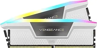 ذاكرة الوصول العشوائي CORSAIR VENGEANCE RGB DDR5 بسعة 64 جيجابايت (2 × 32 جيجابايت) وسرعة 5200 ميجاهرتز CL40 Intel XMP iCUE المتوافقة مع الكمبيوتر - أبيض (CMH64GX5M2B5200C40W)