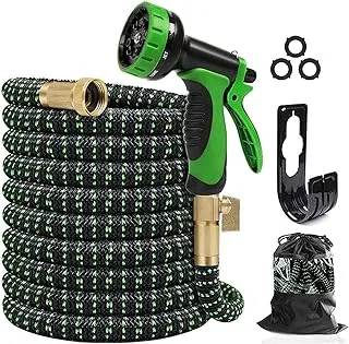 NC 50FT Garden Hose Expandable Set Superior Strength Layers Latex/Extra-Strong Brass Connectors/Water Collapsible Hose Spray Nozzle Best Choice for Watering and Washing