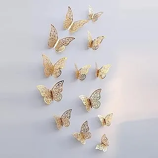 Sulfar 3D Gold Butterfly Wall Stickers 12 Pieces