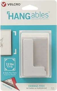 VELCRO Brand HANGables | Removable Wall Fasteners | Decorate Without Damaging Your Walls | Hang Frames, Create Wall Collages | 8 Sets per Pack | Corners