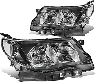 DNA Motoring HL-OH-SFOR09-BK-CL1 Black Housing Clear Corner Headlights Replacement For 09-13 Forester