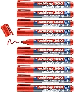 Edding E-360 Fine Tip Board Marker 10-Piece Set, Red