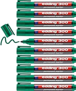 Edding E-300 Fine Tip Permanent Marker 10-Piece Set, Green