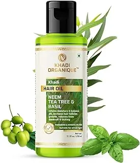 Khadi Organique Neem Tea Tree and Basil Hair Oil 210 ml