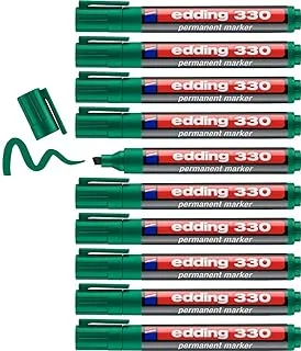 Edding E-330 Chisel Tip Permanent Marker 10-Piece Set, Green