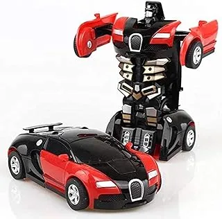 COOLBABY Transformation Robot car toy deformation Bugatti Veyron car Model For Kids- red