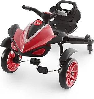 MOON Drifter Drift Bike - 4 Wheel Scooter with Grip Handles, LED Lights, and Pedals for Toddlers/Kids up to 30kgs - Perfect for Outdoor and Indoor Play for Boys and Girls 3 Years and Above-Red