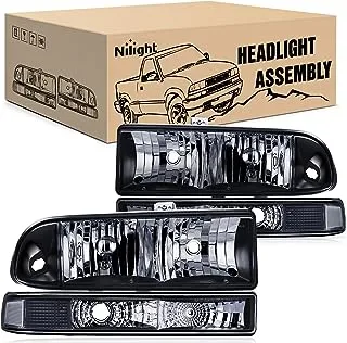 Nilight Headlight Assembly for 1998 1999 2000 2001 2002 2003 2004 2005 Chevy Blazer Headlights 1998-2004 Chevrolet S10 Pickup Replacement Headlamp Housing Bumper Lights, 2 Years Warranty