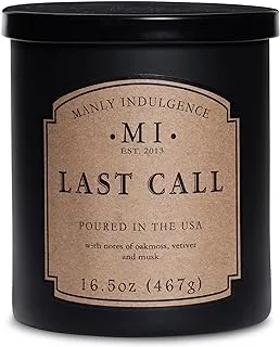 Manly Indulgence Last Call Jar Candle 16.5 oz - Woodsy Vetiver, Oakmoss - Citrus & Spicy Hints - Eucalyptus - Up to 60 Hour Burn - Soy Blend Wax, USA Poured