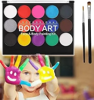 Mumoo Bear Kids Face Paint Kit - 15 Colours Non-Toxic Professional Face Paint Palette Washable Safe Facepainting for Halloween Party, Holiday Makeup Body