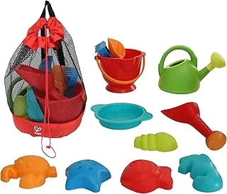 Hape Beach Toy Essential Set | Complete Sand Toy Pack with Premium Mesh Bag, Outdoor Playset for Kids | Perfect Outdoor Toys | BPA-Free & Child Safe Sand Toys - 11pcs