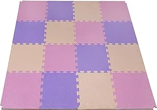 COOLBABY Playmat Tiles Baby Puzzle للأطفال الصغار الملونة أحجية الصور المقطوعة PlayMat | سجادات أرضية إسفنجية إضافية مربعة + 16 للأطفال والرضع | بلاط متشابك إسفنج EVA للجيم ، الحضانة ، غرفة اللعب