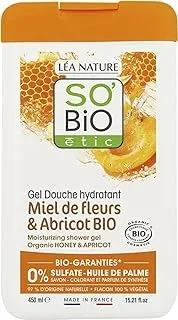 So Bio Etic moisturizing shower gel - organic honey and apricot 450ml | sulfate-free body washes | protect your skin | all skin types