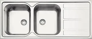 Tramontina Stainless Steel Inset Kitchen sink 116x50 cm AISI 304 | Thickness 0,7 mm | Satin finishing | Hole Ø 4 1/2