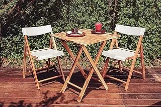 Tramontina Potenza 3 Pieces White Foldable Table and Chairs Set in Wood and Polypropylene