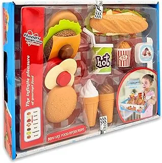 Fitto Fast Food Playset With Plastic Food Toy Play Burger And Hot Dog, Ice Cream Plastic Food For Pretend Play Set For Kids Toys