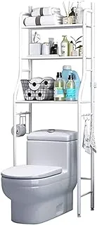 ECVV 3 Tier Over The Toilet Storage Rack Rust-Free & Sturdy Metal Toilet Rack No Drill Over Toilet Shelves For Commode storage, Bathroom Space Saver, Toilet Organizer (White)