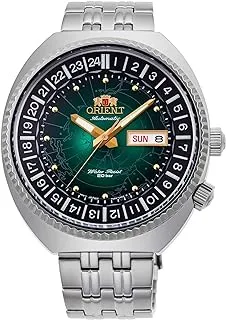 Orient RA-AA0E02E19B Revival World Map Analog Automatic Watch for Mens, 43.5 mm Case Size, Green/Silver