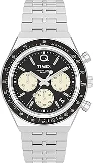 Timex Men's Q Chronograph 40mm Watch - Black Strap Black Dial Stainless Steel Case