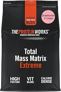 Protein Works - Total Mass Matrix Extreme Mass Gainer | High Calorie Protein Powder | Mass Building Protein Shake | Weight Gainer Protein Powder | 10 Servings | Strawberries 'n' Cream | 2.12kg