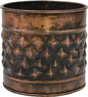 Stonebriar Copper Decorative Diamond Textured Metal Multi-Use Container, Large