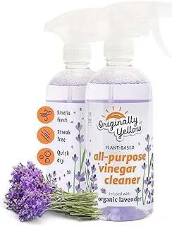 Originally Yellow All-Purpose Distilled Vinegar Spray Living Room, Bathroom, & Kitchen Cleaner Spray | Infused with Organic Lavender | Plant-Based All Purpose Cleaner, 470 mL (2-Pack)