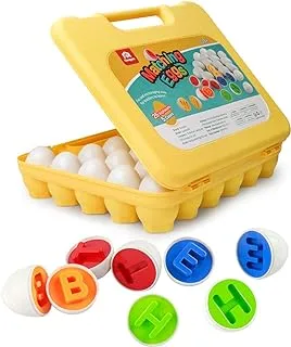 Coogam Letters Matching Eggs 26PCS ABC Alphabet Color Recoginition Sorter Puzzle Easter Travel Bingo Game Uppercase Learning Educational Fine Motor Skill Montessori Gift for Year Old Kids