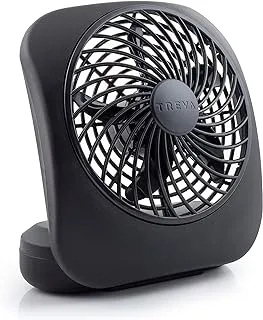 O2COOL Treva 5-Inch Battery Powered Portable Desk Fan - 2 Speeds, Compact Folding & Tilt Design, Mini Fan for Cubicles, Travel & Emergency Preparedness - Black