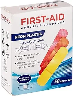 First Aid Neon Plastic Bandages 50'S -19Mm X 76Mm