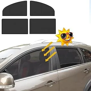 DMG Car Side Window Sun Shade, 4 Pack Universal Car Reversible Magnetic Curtain, Car Window SunShades Mesh Summer Mesh Auto Window Sun Visor Shield Sunshade Protector, Sun Protection