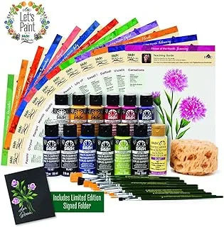 FolkArt One Stroke Donna Dewberry Flowers of the Month Let's Paint Kit, 36 Piece Set