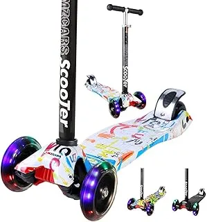 Kick Scooter for Kids, 3 Wheels Toddlers Scooter for 6 Years Old Boys Girls Learn to Steer, Kids Scooter 4 Adjustable Height, Extra-Wide Deck, Flashing Wheel Lights for Children Gifts