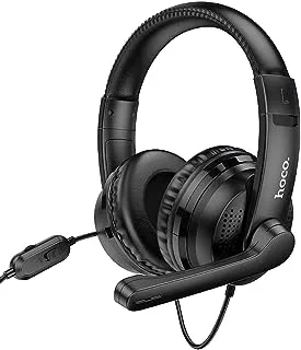 Hoco W103 - Magic Tour Gaming Headphones, USB Plug: 3.5, Cable Length: 2M, With Omni-Directional Microphone, Compatible With Laptops And Desktops - Black, Wired