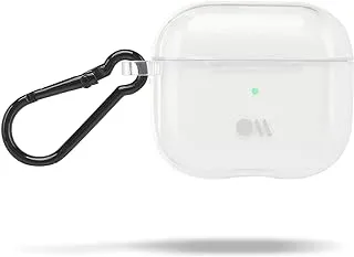 جراب Case-Mate Apple Airpods من الجيل الثالث - تصميم شفاف قوي ، منفذ Lightning ، مشبك كاربينير متضمن ، مقاس دقيق ملائم ، متوافق مع الشحن اللاسلكي - شفاف